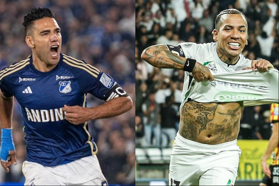Radamel Falcao García y Dayro Moreno, los máximos goleadores históricos de Colombia en el fútbol profesional.