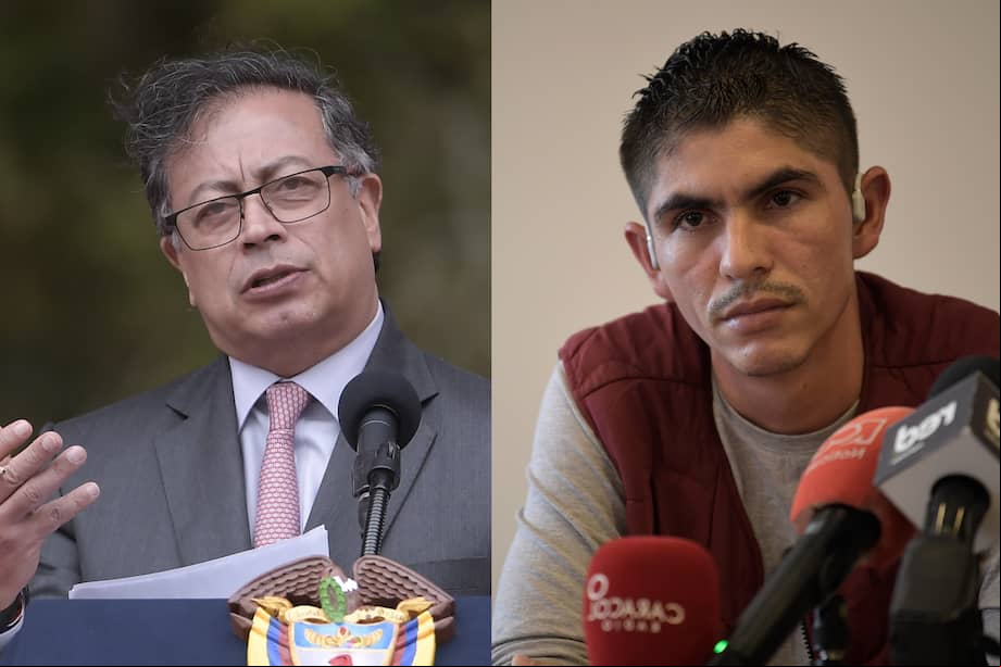 El presidente Gustavo Petro y Andrey Avendaño delegado del grupo armado en ese proceso de paz y uno de los mandos políticos del Frente 33 que hace presencia en Catatumbo.