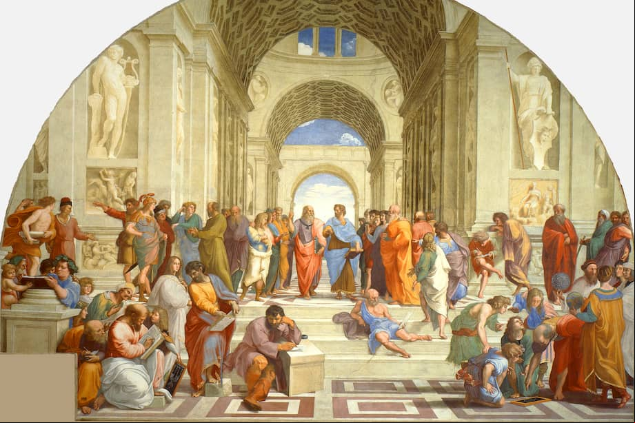 “La Escuela de Atenas”, Rafael de Sanzio (1509). Estancia de la Signatura en el Vaticano.