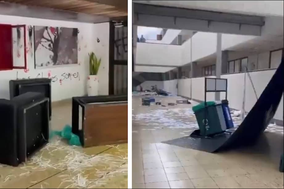 La sede Meléndez, sede istrativa de la Universidad del Valle, fue vandalizada en medio de las protestas.