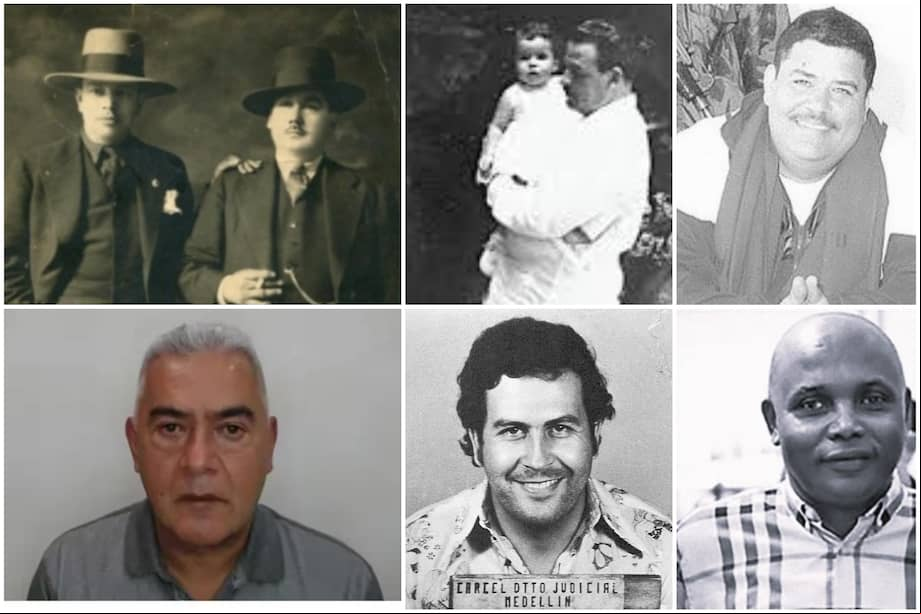 De izquierda a derecha y de arriba a abajo: Fidel Baquero, de bigote; Alfredo Gómez, Samuel Santander Lopesierra Gutiérrez; Diego Marín Buitrago, Pablo Escobar Gaviria y Ómar Ambuila.